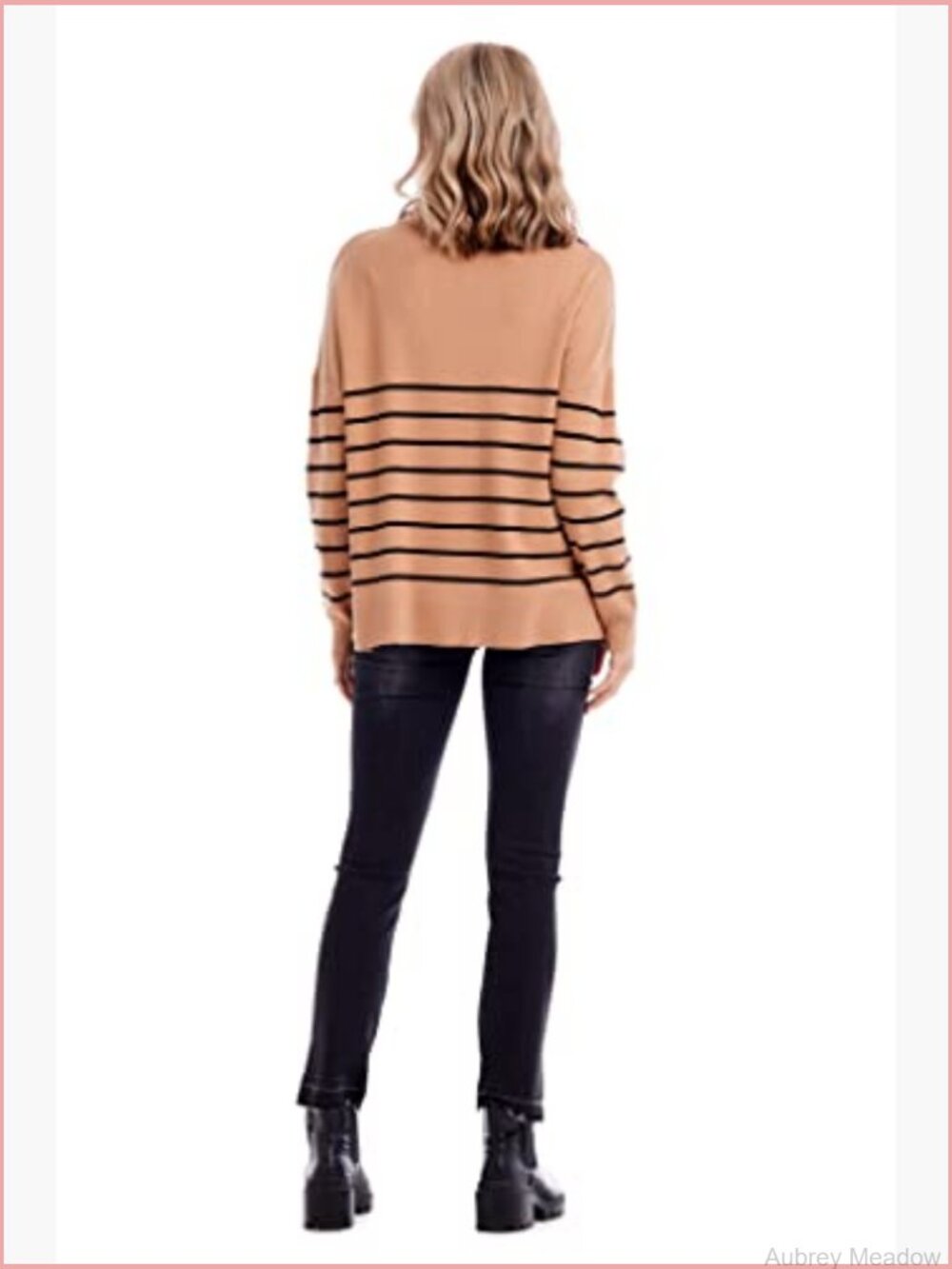 Three-quarter zip neck striped pullover sweater - Picture 3 of 5